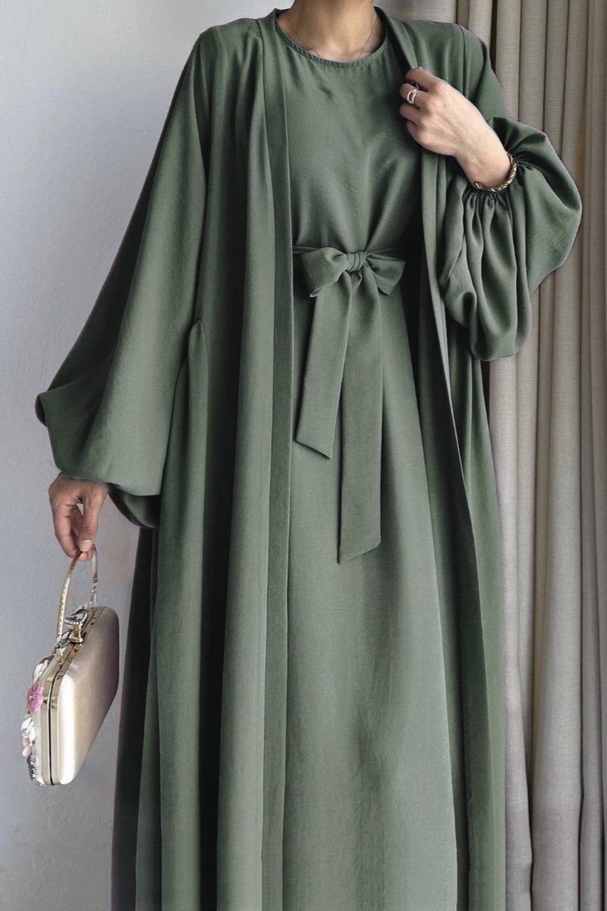 Ebrah Beautiful Double Shrugs Abaya PISTA GREEN ( NEW LAUNCH ) – Ovais ...