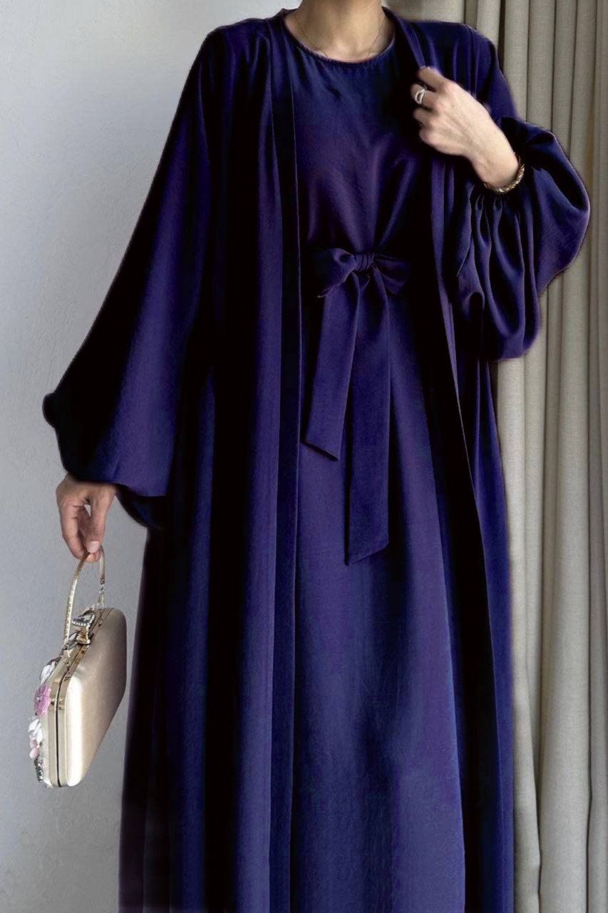 Ebrah Beautiful Double Shrugs Abaya NAVY BLUE ( NEW LAUNCH )