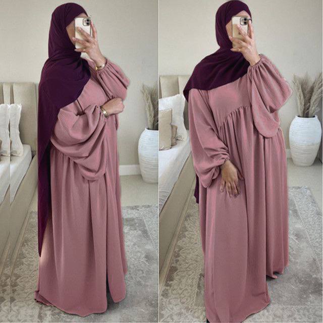 Maryam Pleated Baloon Sleeve Abaya FLAMINGO ( New Launch )