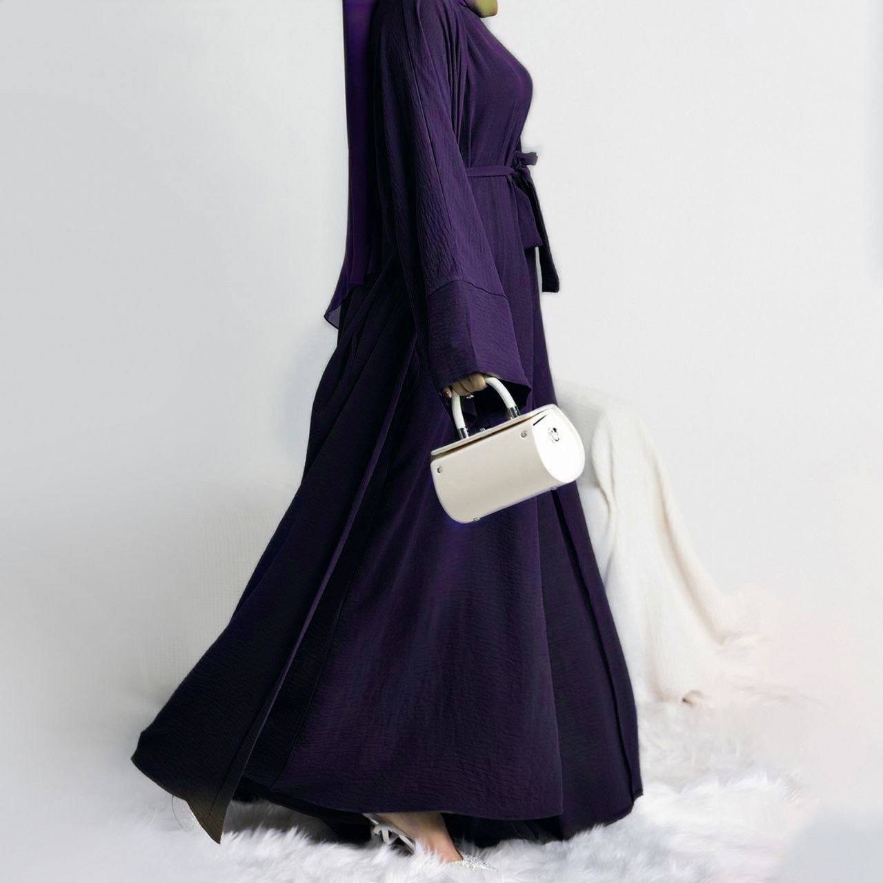 Original Dubai Crush Double Shrugs Abaya PURPLE ( Limited - Stock )