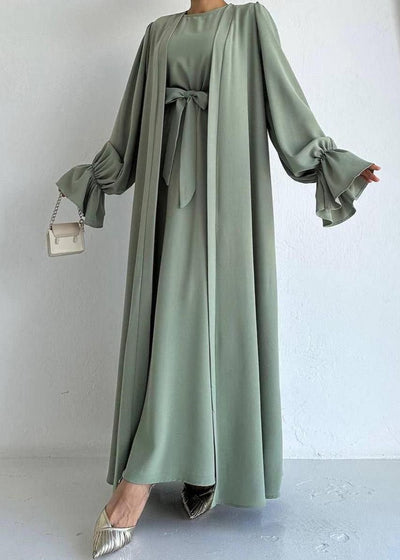 EBRAH DOUBLE SHRUG ABAYA | PISTA GREEN