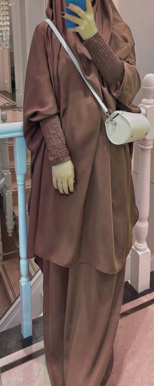 2 piece Jilbab with Skirt Best of Daily Wear - ( DARK GHESTNUT LITE )