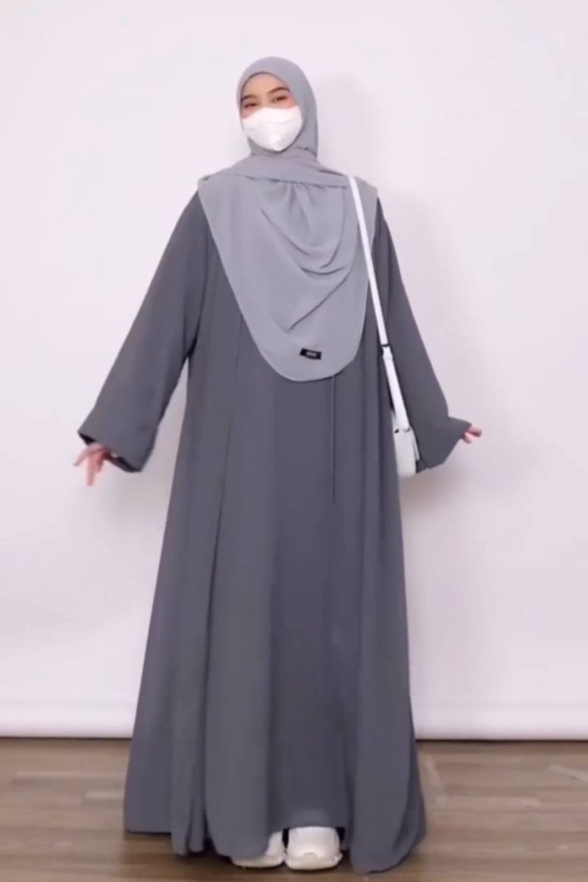 Anam Double Shrug Abaya GRAY ( New Launch )