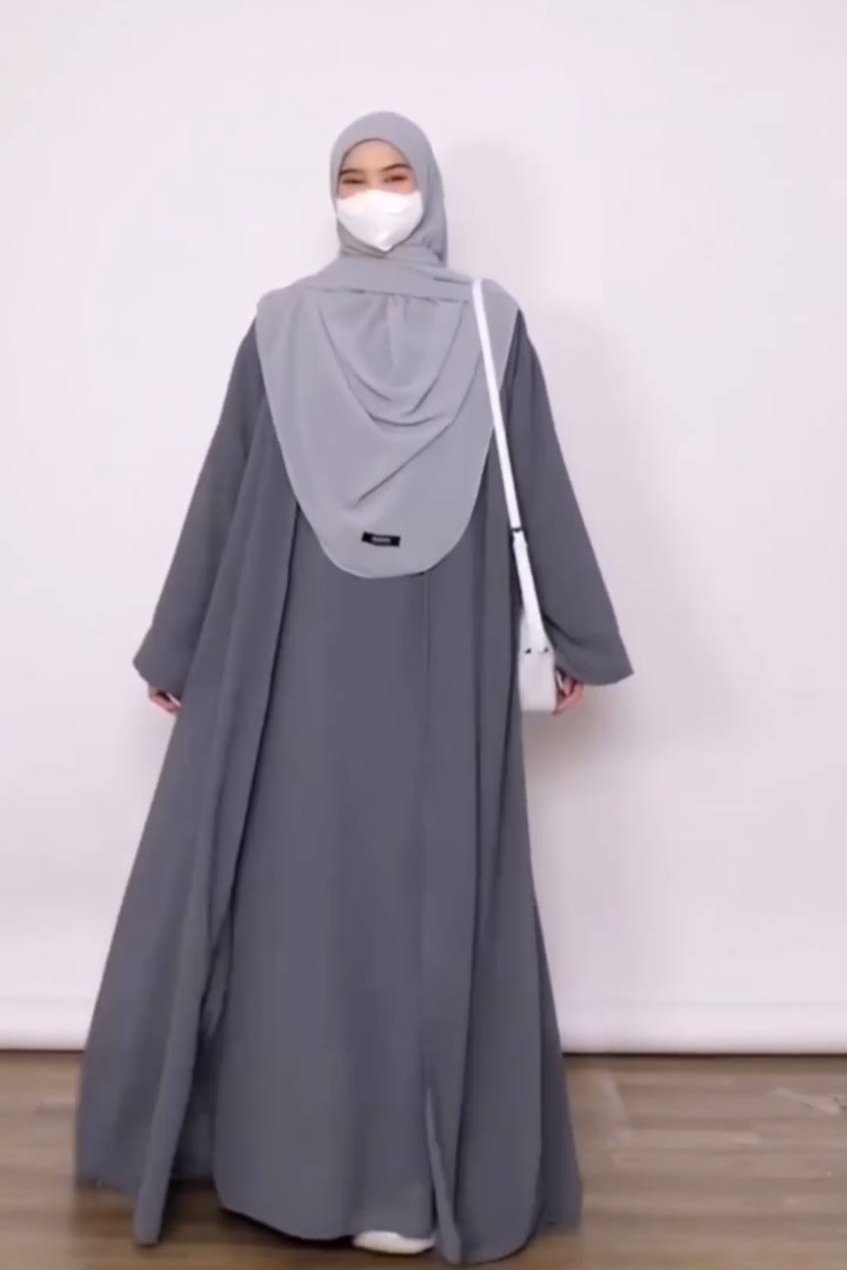 Anam Double Shrug Abaya GRAY ( New Launch )