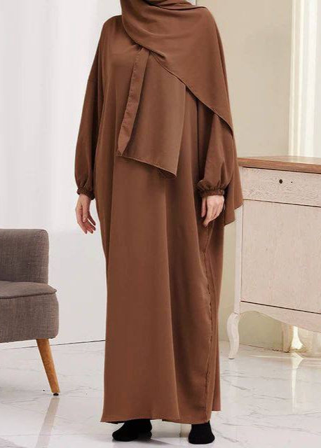 Ramzan Special Heeba Basic Lastic Sleeve Plain Abaya ( COPPER )