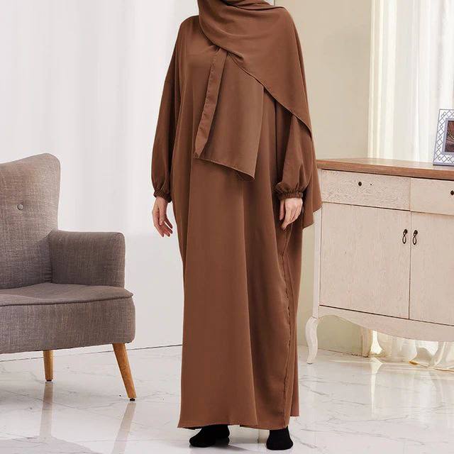 Ramzan Special Heeba Basic Lastic Sleeve Plain Abaya ( COPPER )