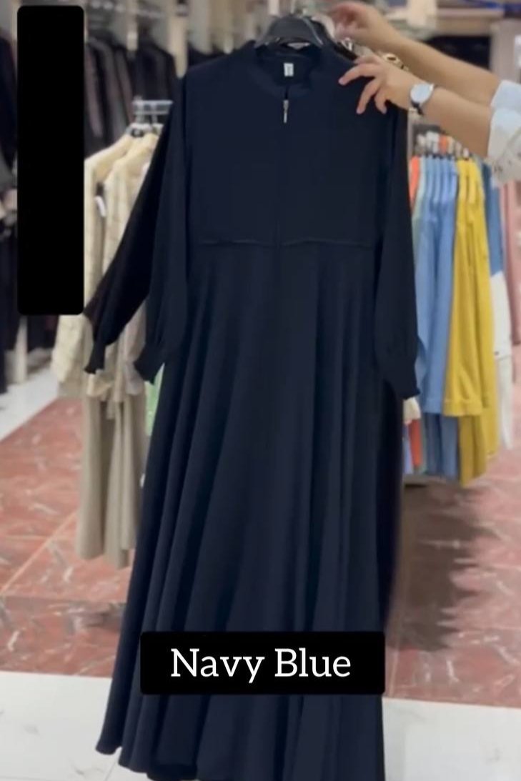 Barira Front Open Fully Zipper Abaya NAVY BLUE ( NEW LAUNCH )