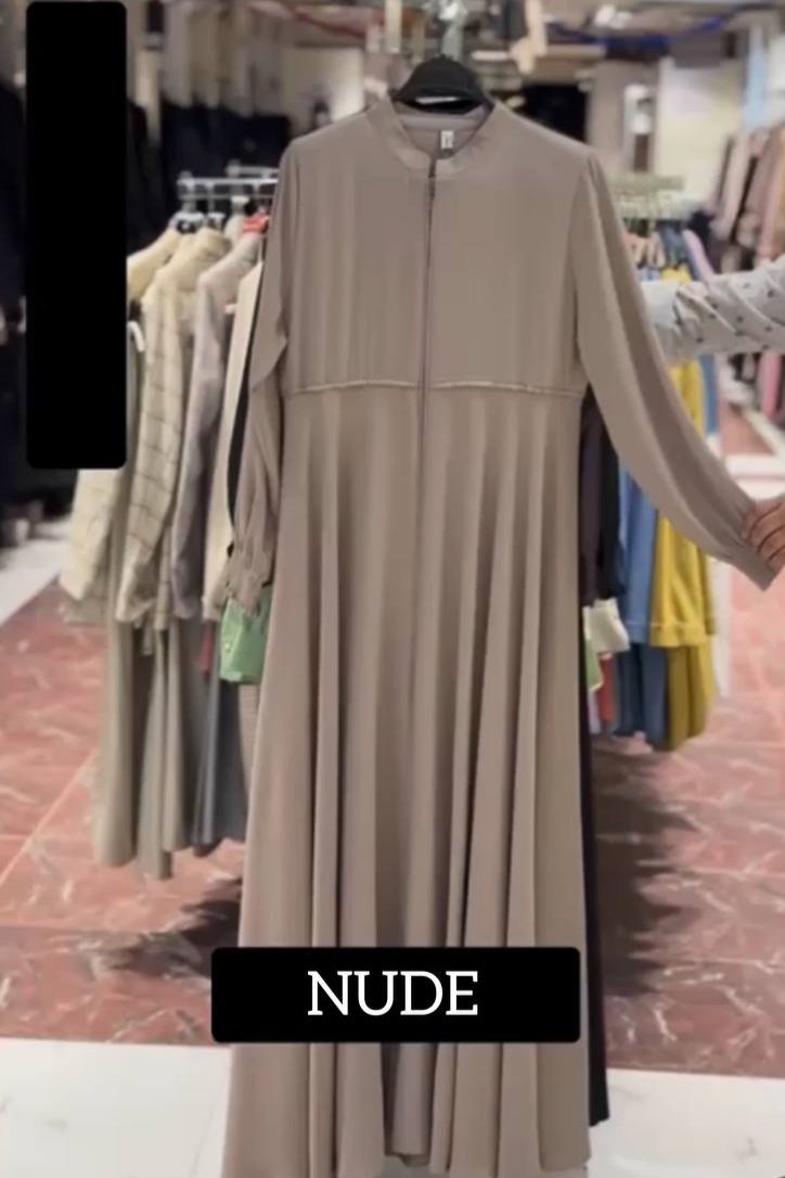 Barira Front Open Fully Zipper Abaya NUDE ( NEW LAUNCH )