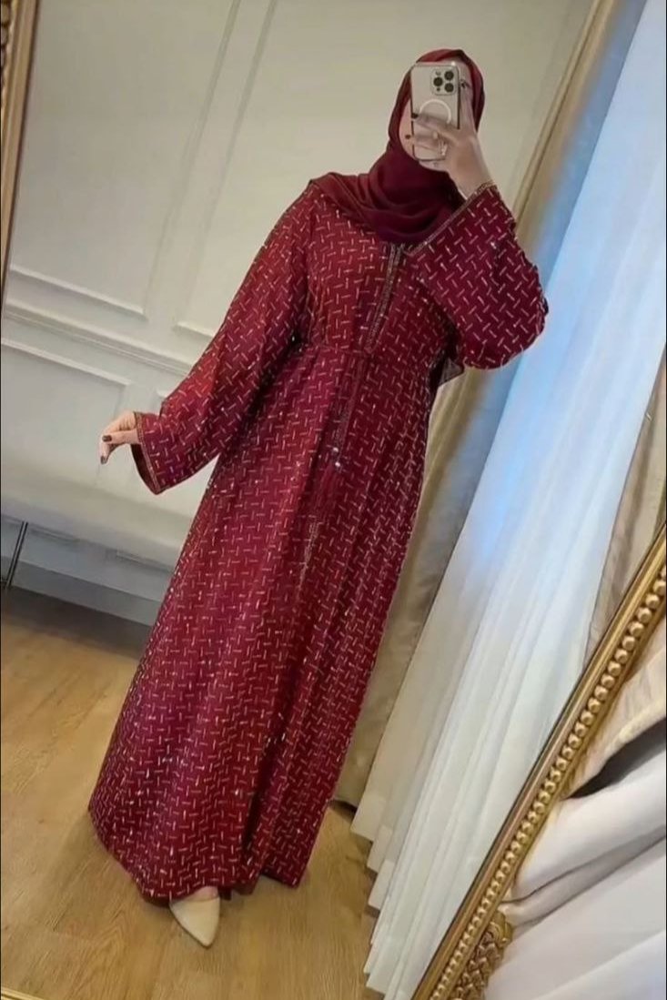 Arfa Bridle Wear Abaya : MAROON ( Imported - Dubai )