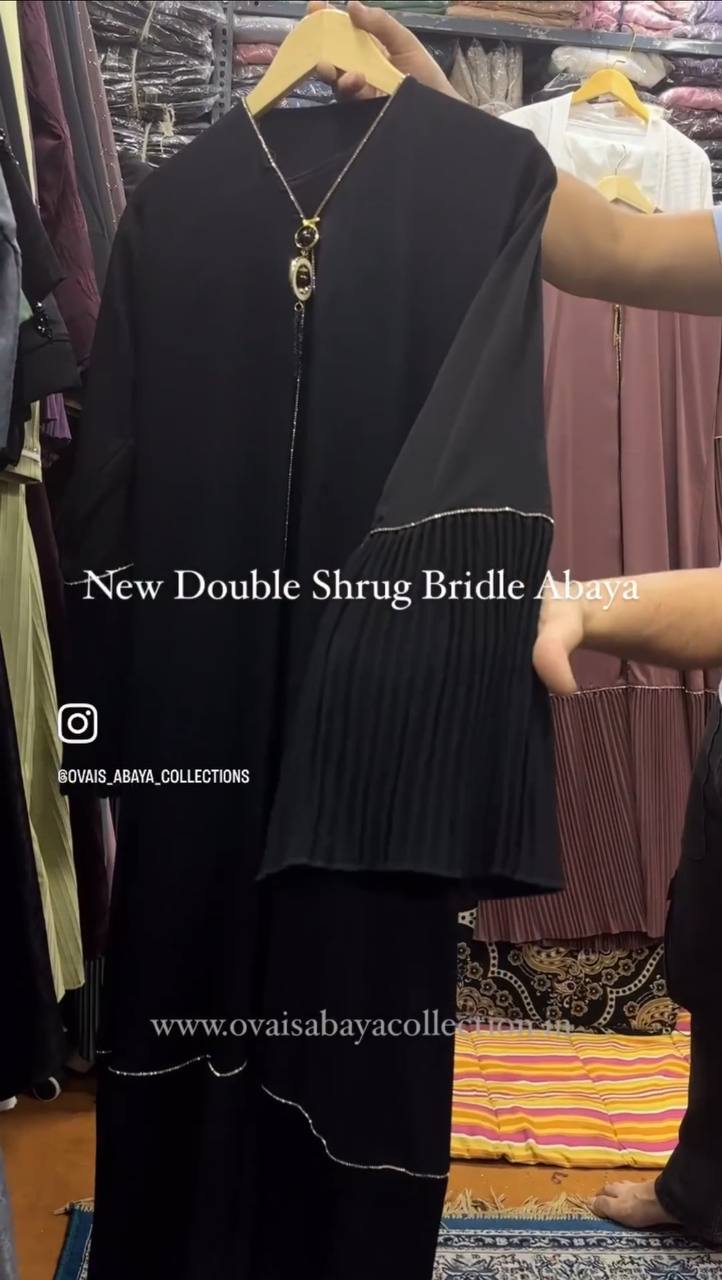 Important Stone Lace Work Pleated Frill Abaya ( LIMITED STOCK )