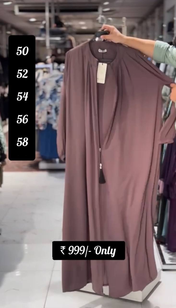 Suhana New Launch Basic Zipper Abaya ( DUSTY PINK )