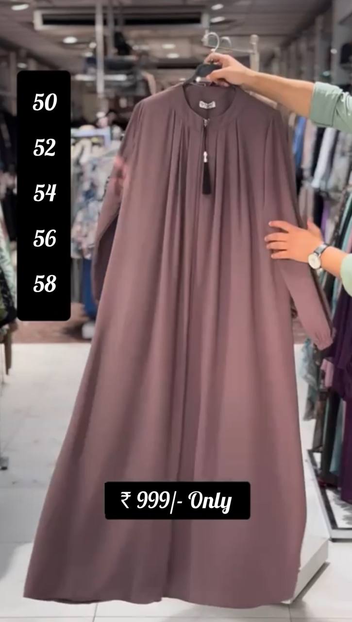 Suhana New Launch Basic Zipper Abaya ( DUSTY PINK )