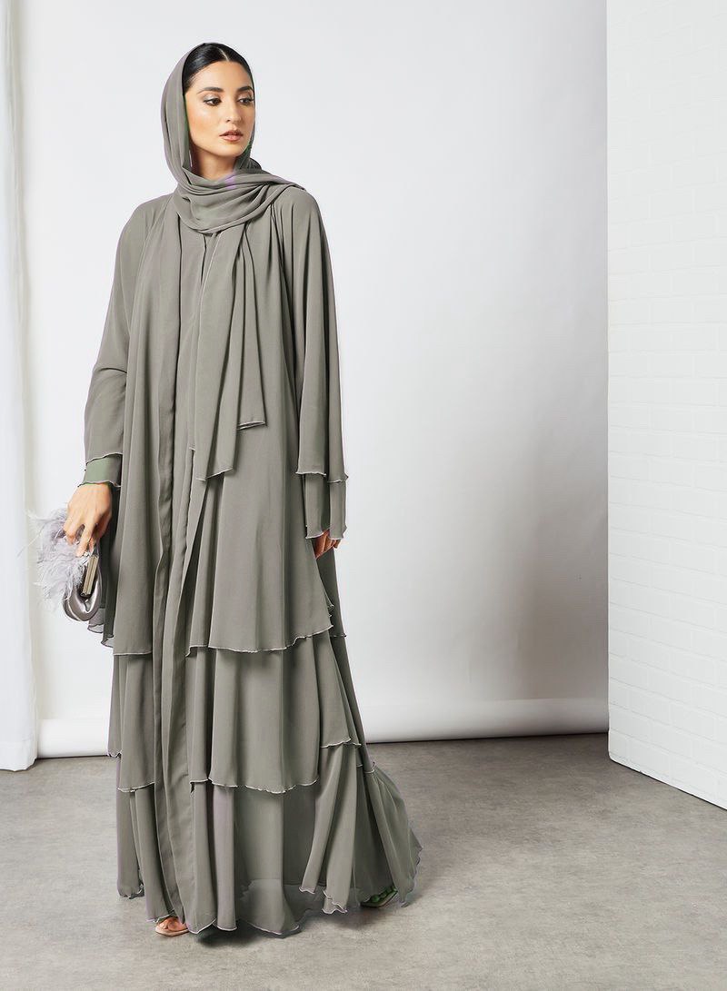 Maleshiyan 3 Layar Abaya GRAY ( Imported & Limited Stock )