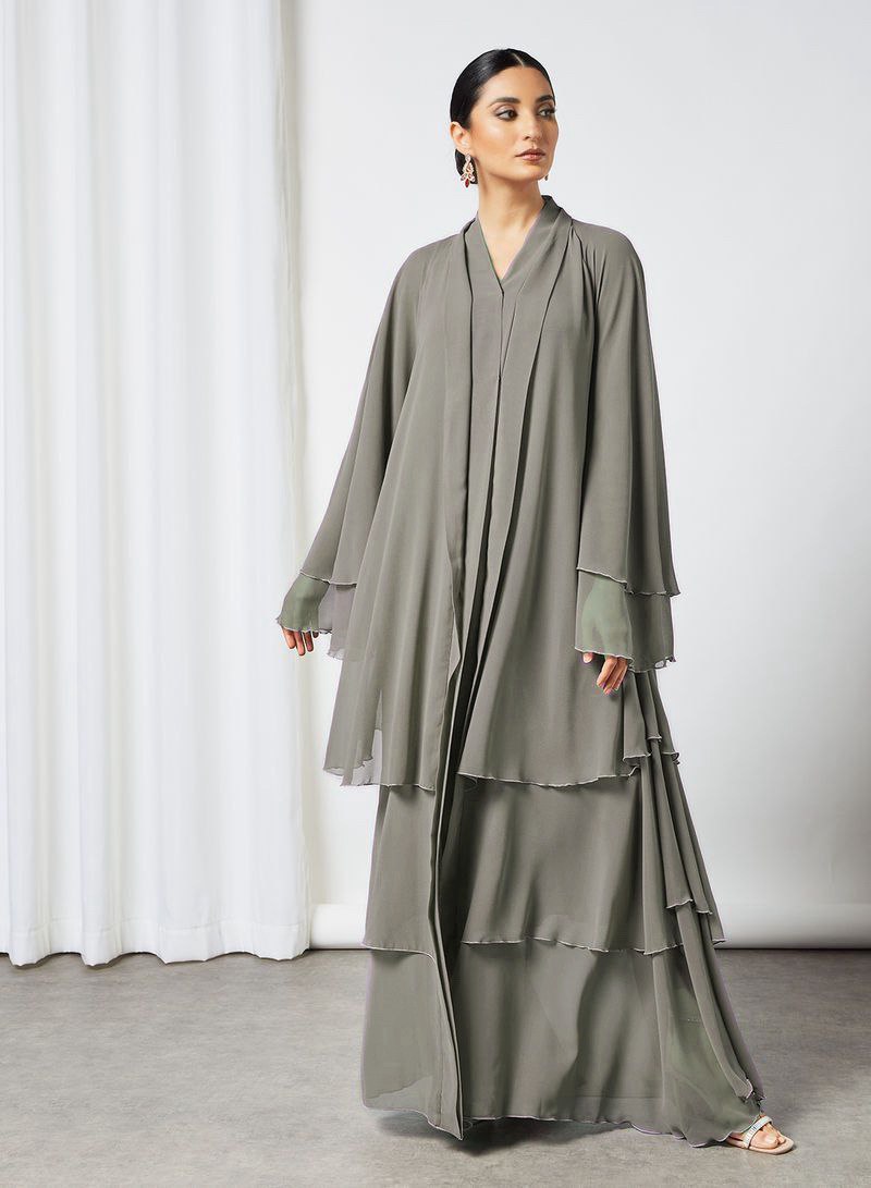 Maleshiyan 3 Layar Abaya GRAY ( Imported & Limited Stock )