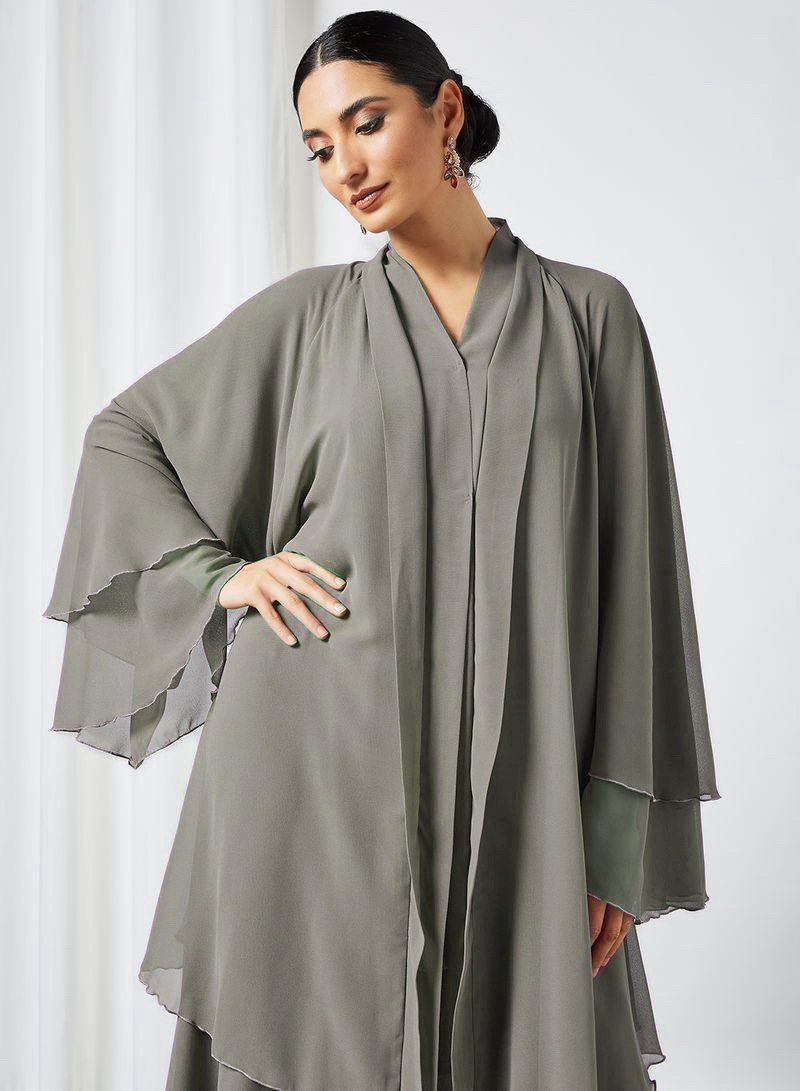 Maleshiyan 3 Layar Abaya GRAY ( Imported & Limited Stock )