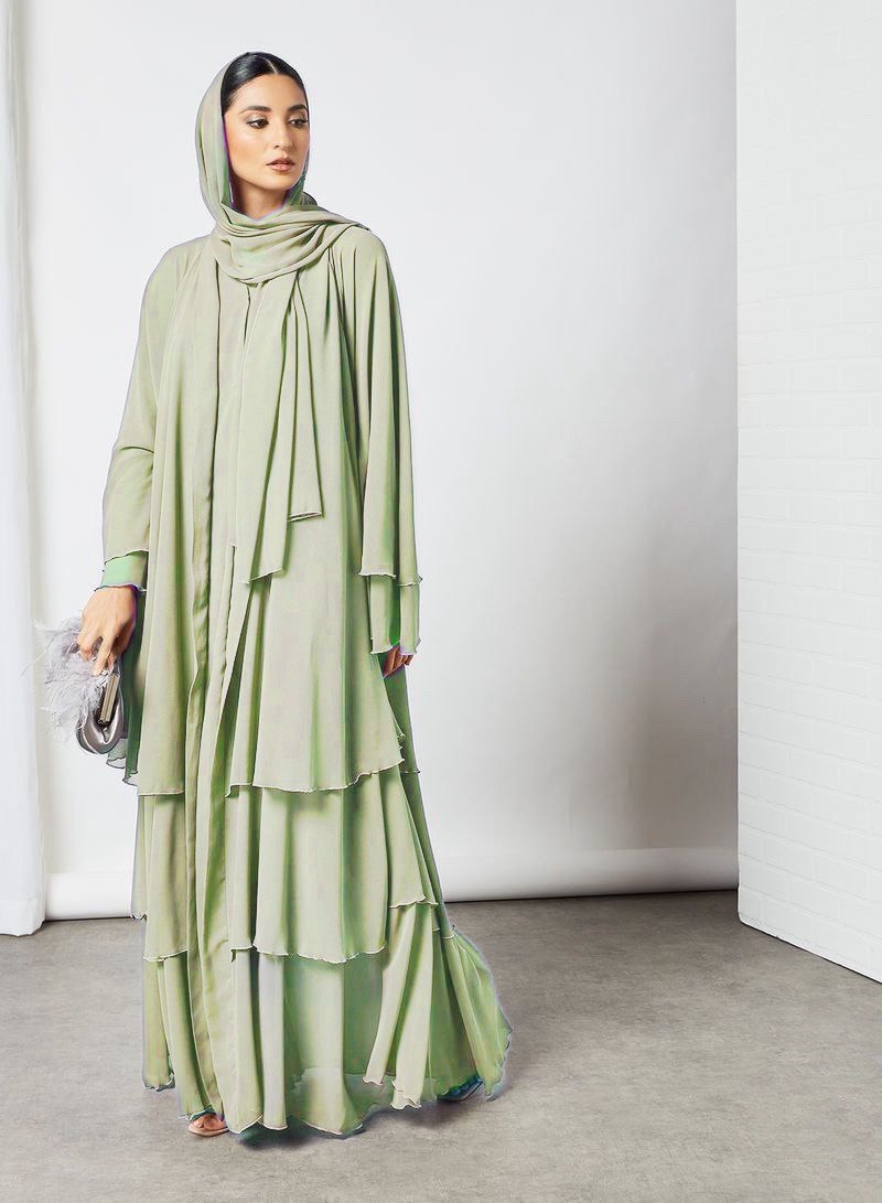 Maleshiyan 3 Layar Abaya FOREST GREEN  ( Imported & Limited Stock )