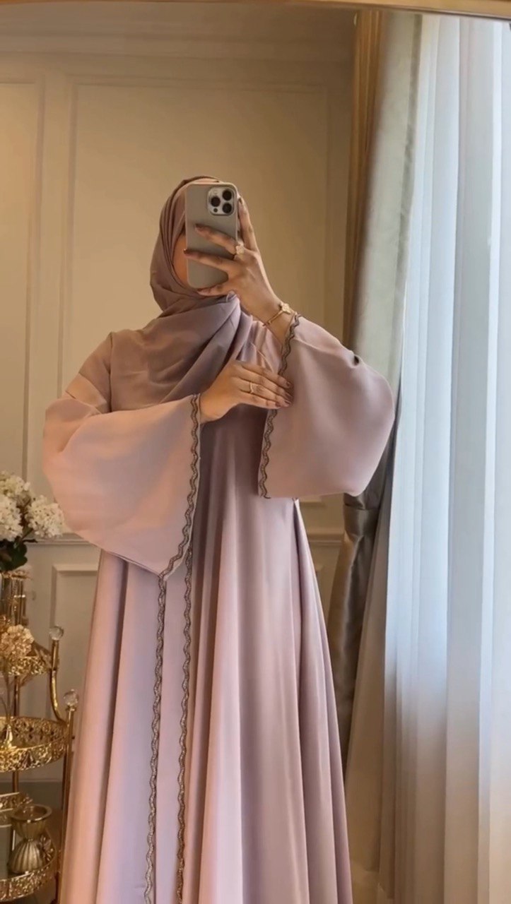 Zahra Stone Lace Abaya NUDE ( EID LAUNCH )