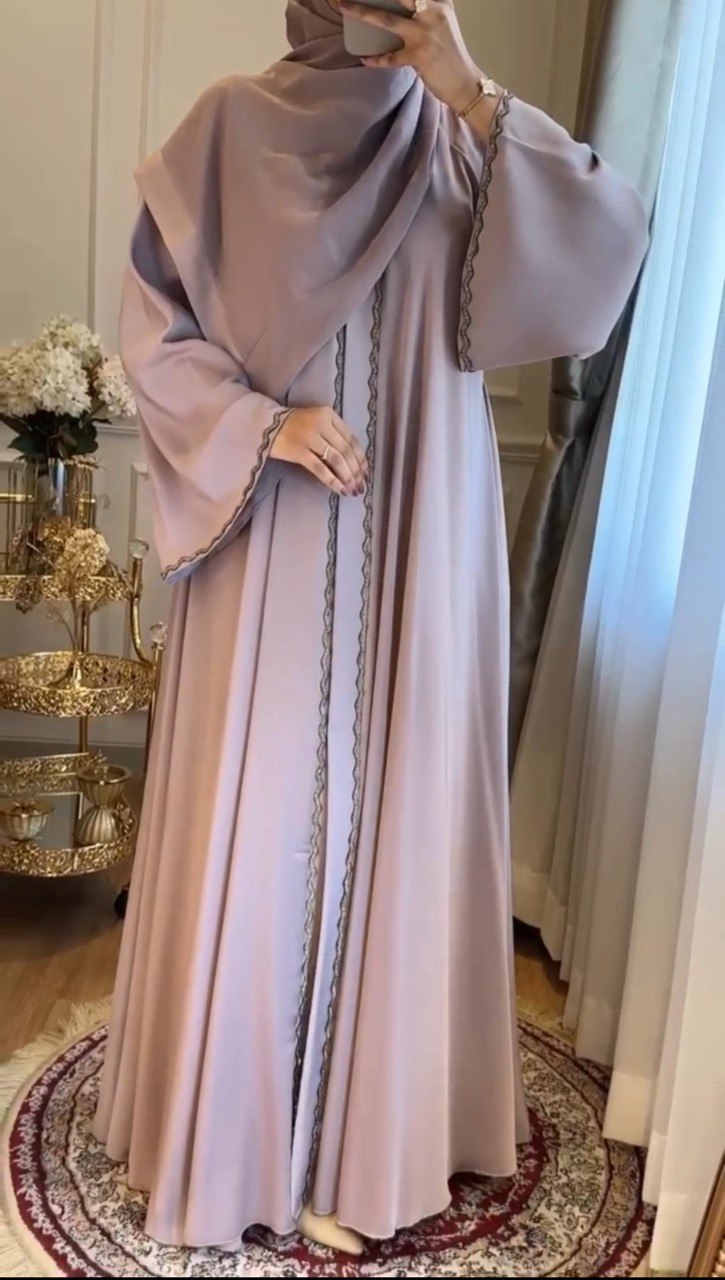 Zahra Stone Lace Abaya NUDE ( EID LAUNCH )