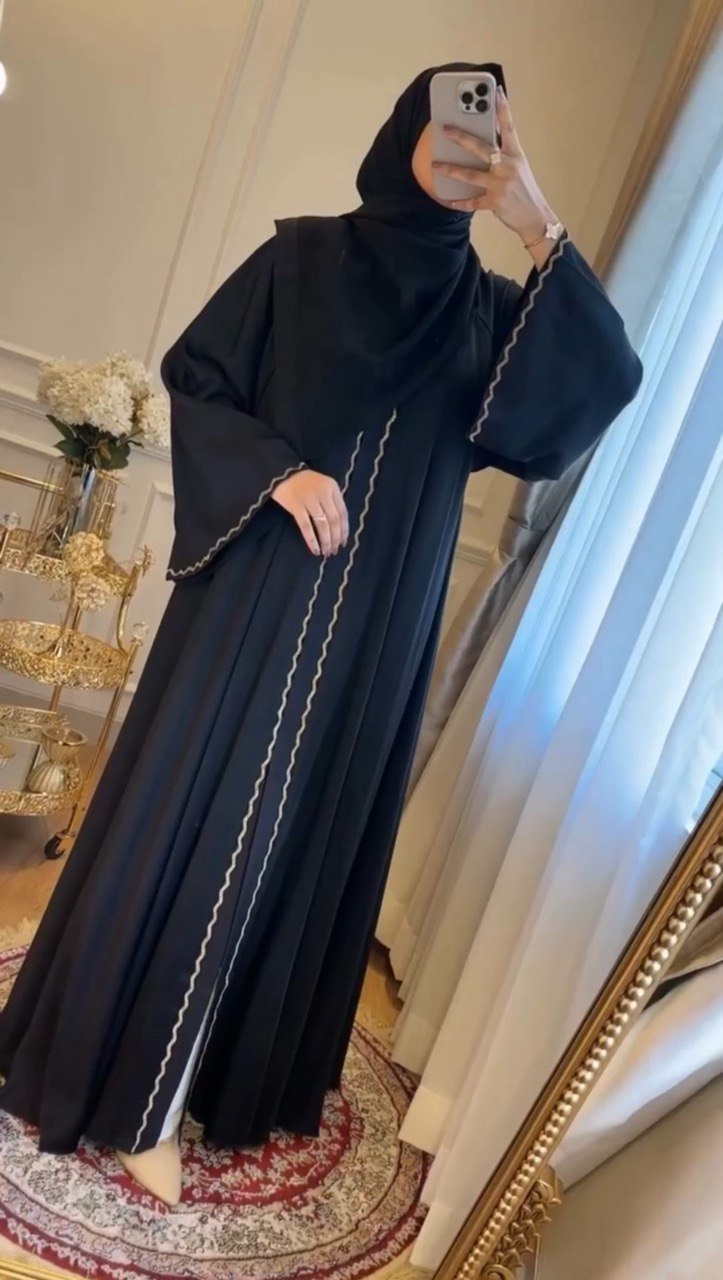 Zahra Stone Lace Abaya BLACK ( EID LAUNCH )