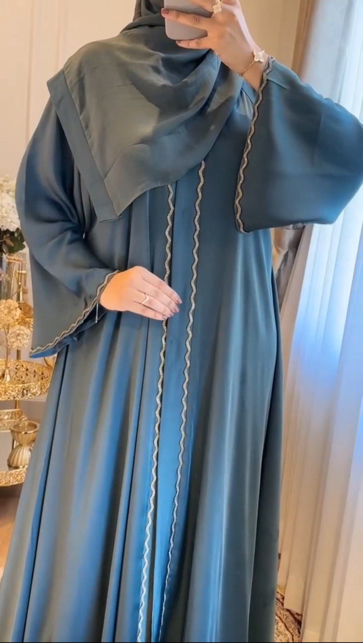 Zahra Stone Lace Abaya TEAL ( EID LAUNCH )