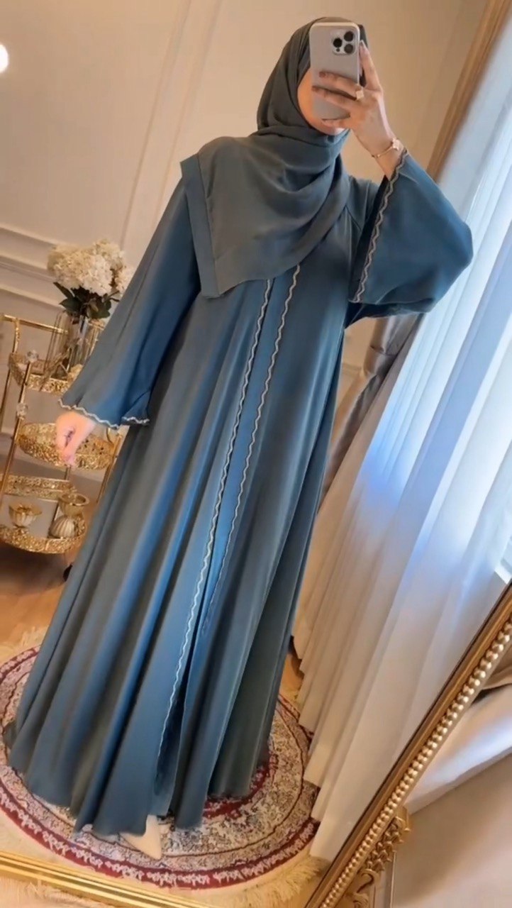 Zahra Stone Lace Abaya TEAL ( EID LAUNCH )