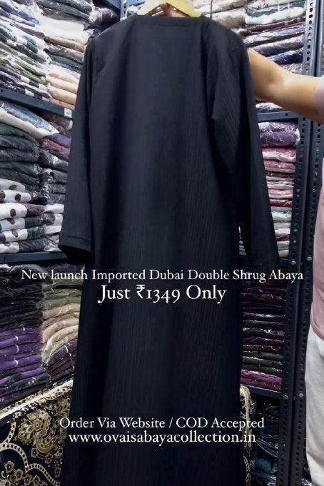 HAYA SugerCan Double Shrug Abaya BLACK ( IMPORTED COLLECTION )