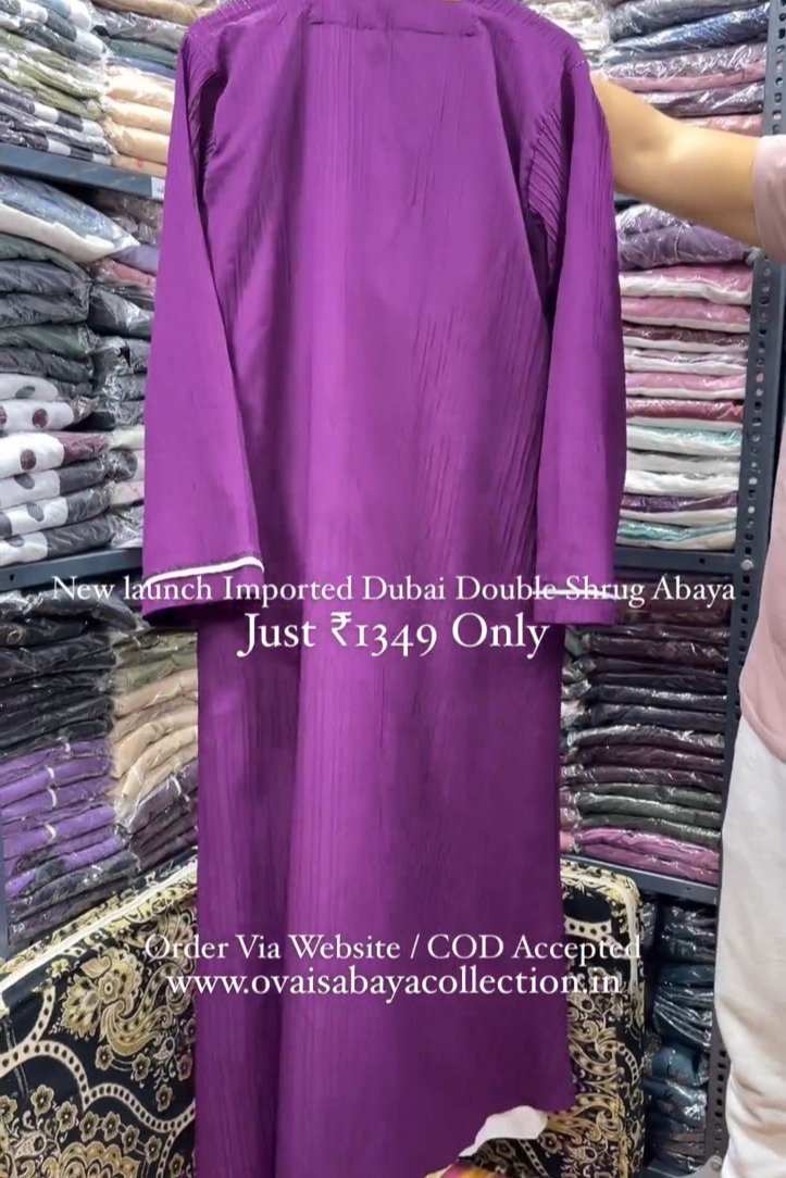 HAYA SugerCan Double Shrug Abaya MAUVE PINK ( IMPORTED COLLECTION )