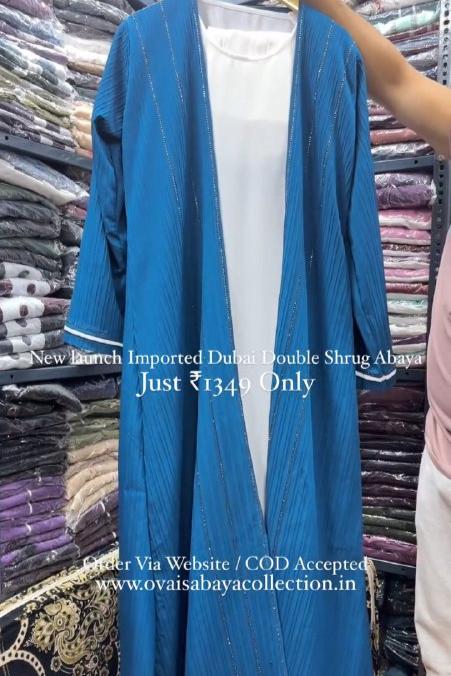 HAYA SugerCan Double Shrug Abaya BLUE ( IMPORTED COLLECTION )