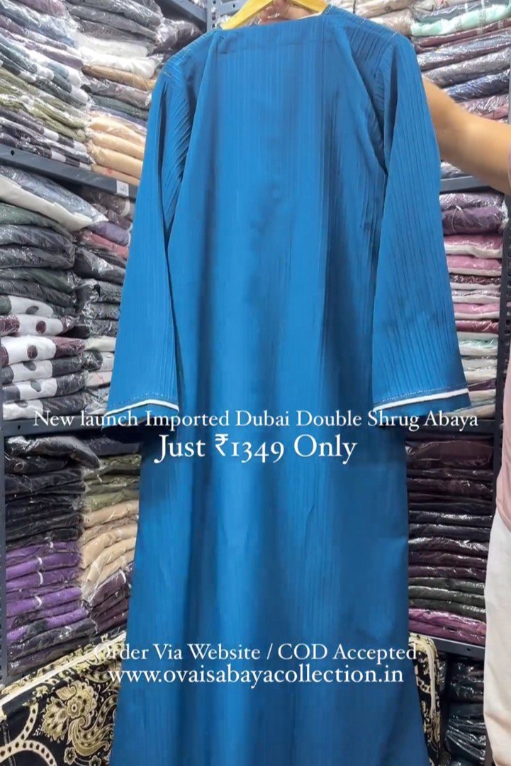 HAYA SugerCan Double Shrug Abaya BLUE ( IMPORTED COLLECTION )