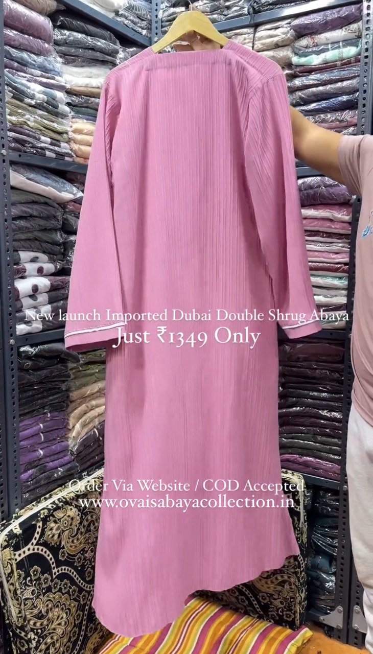 HAYA SugerCan Double Shrug Abaya PINK ( IMPORTED COLLECTION )