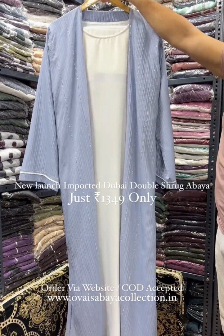 HAYA SugerCan Double Shrug Abaya SKY BLUE ( IMPORTED COLLECTION )