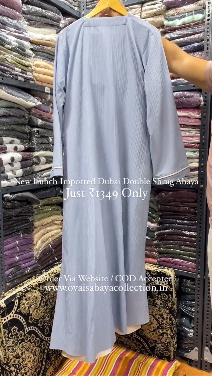 HAYA SugerCan Double Shrug Abaya SKY BLUE ( IMPORTED COLLECTION )