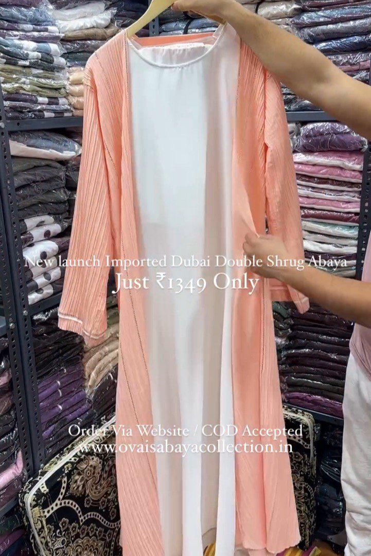 HAYA SugerCan Double Shrug Abaya PEACH ( IMPORTED COLLECTION )