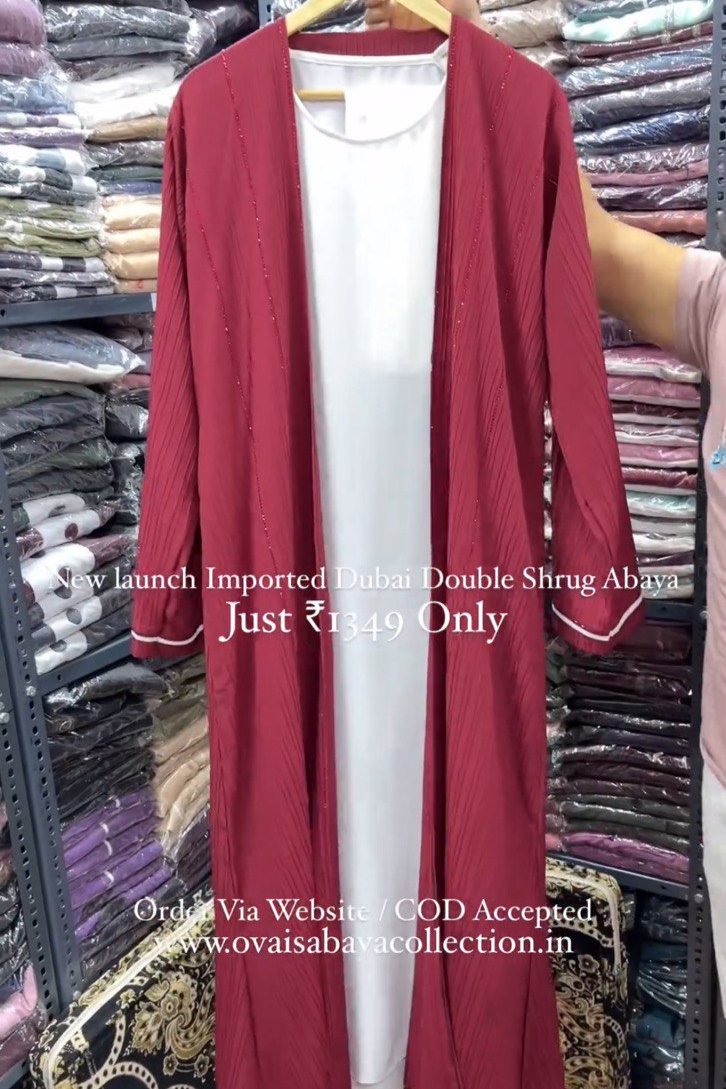 HAYA SugerCan Double Shrug Abaya RED ( IMPORTED COLLECTION )