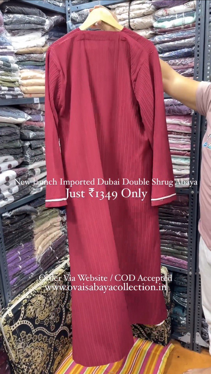 HAYA SugerCan Double Shrug Abaya RED ( IMPORTED COLLECTION )