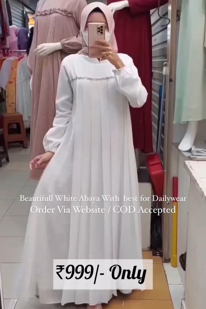 Layla White Plates Abaya 🤍 ( Limited - Stock )