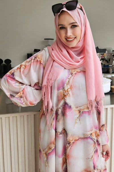 ALIZA PRINTED ABAYA | PINK
