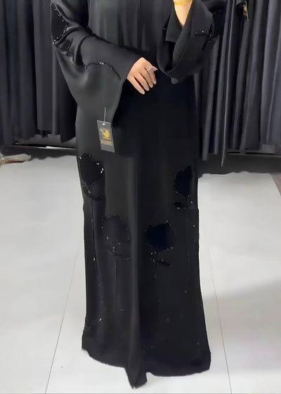 ZARNISH FRONT OPEN ABAYA | BLACK