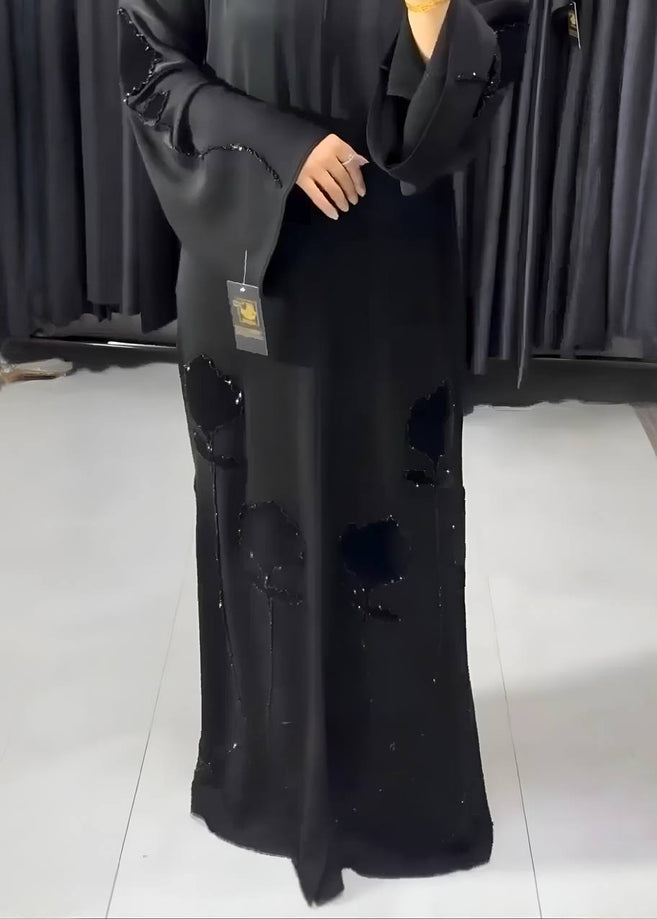ZARNISH FRONT OPEN ABAYA | BLACK