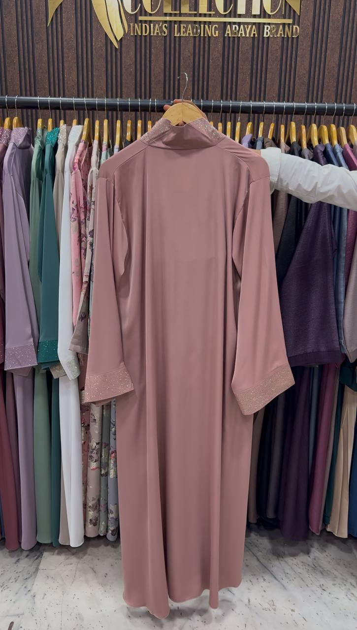 URMISH STONE WORK ABAYA | PEACH