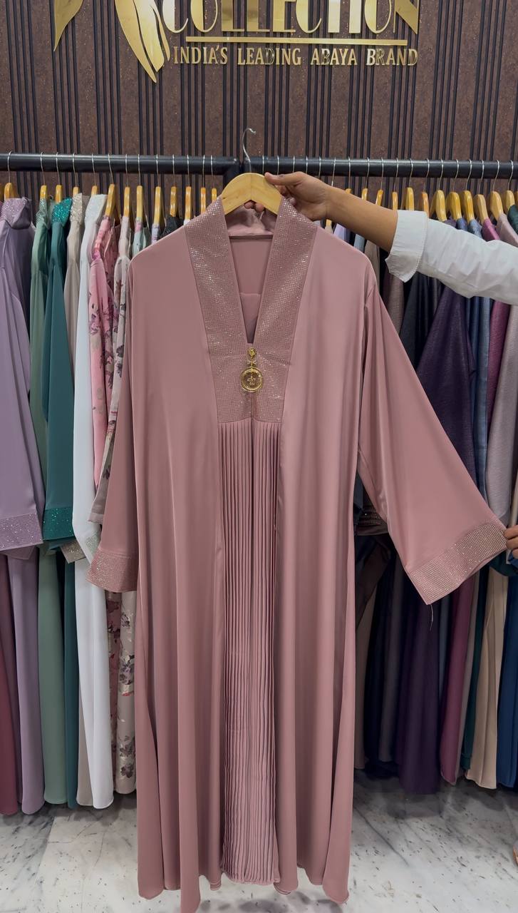 URMISH STONE WORK ABAYA | PEACH