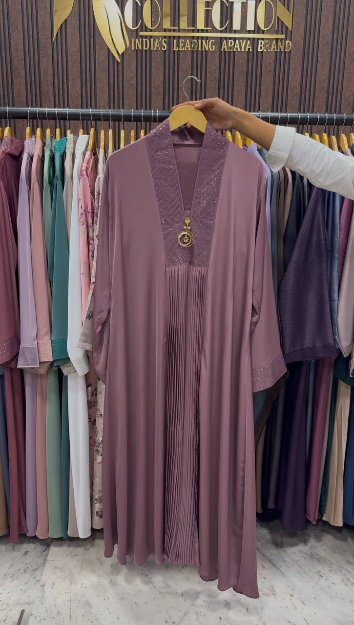 URMISH STONE WORK ABAYA | DUSTY PINK