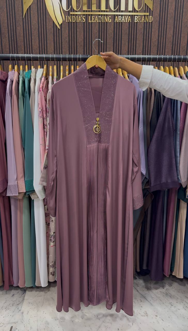 URMISH STONE WORK ABAYA | DUSTY PINK