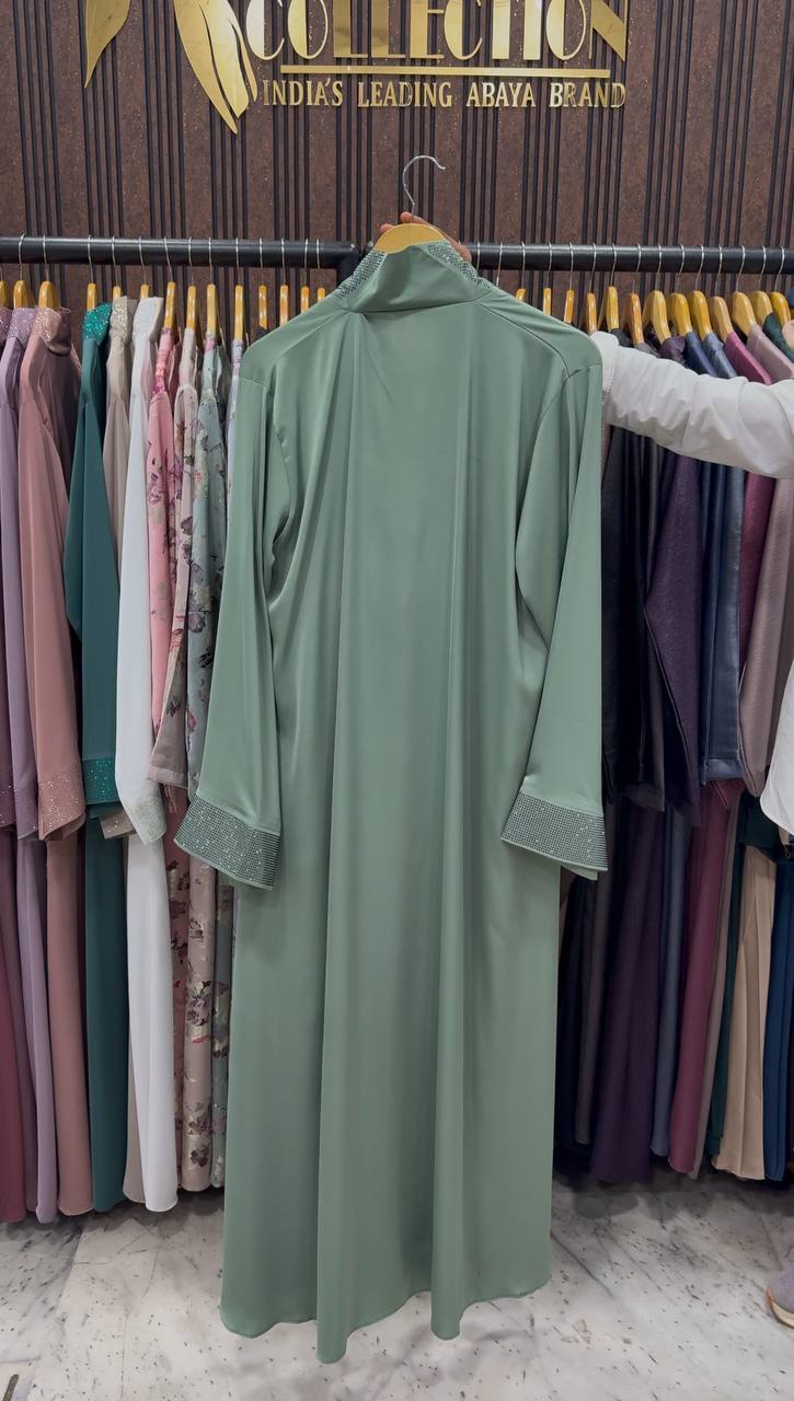 URMISH STONE WORK ABAYA | SEA GREEN