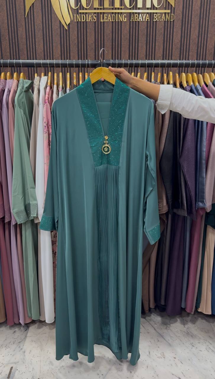 URMISH STONE WORK ABAYA | RAMA GREEN