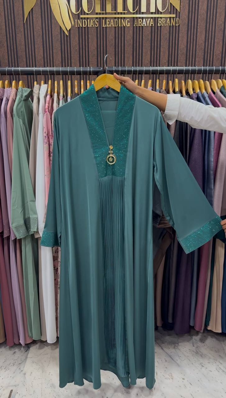 URMISH STONE WORK ABAYA | RAMA GREEN