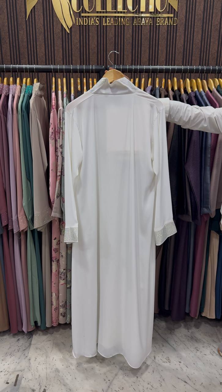 URMISH STONE WORK ABAYA | WHITE
