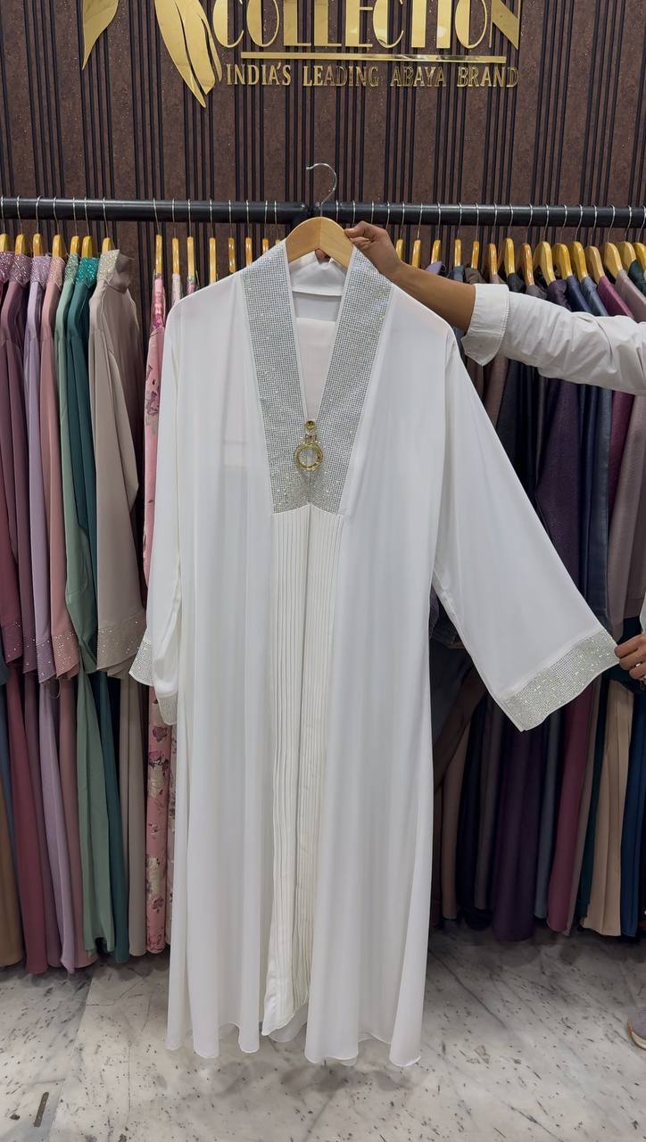 URMISH STONE WORK ABAYA | WHITE