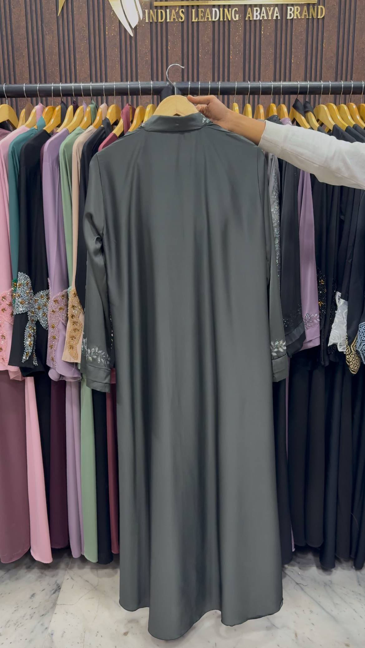 HEENA STONEWORK ABAYA | OLIVE