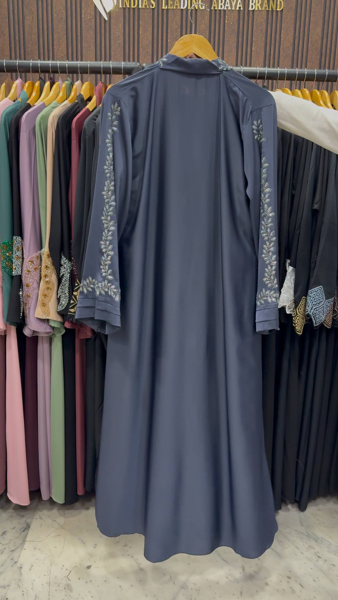 HEENA STONEWORK ABAYA | DARK GRAY
